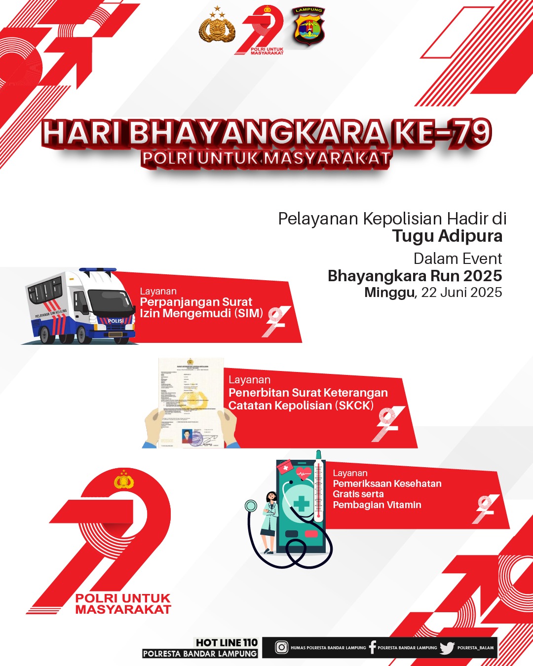 Bhayangkara Run 2025, Polresta Bandar Lampung Hadirkan Pelayanan Perpanjangan SIM, Cek Kesehatan Gratis Hingga SKCK