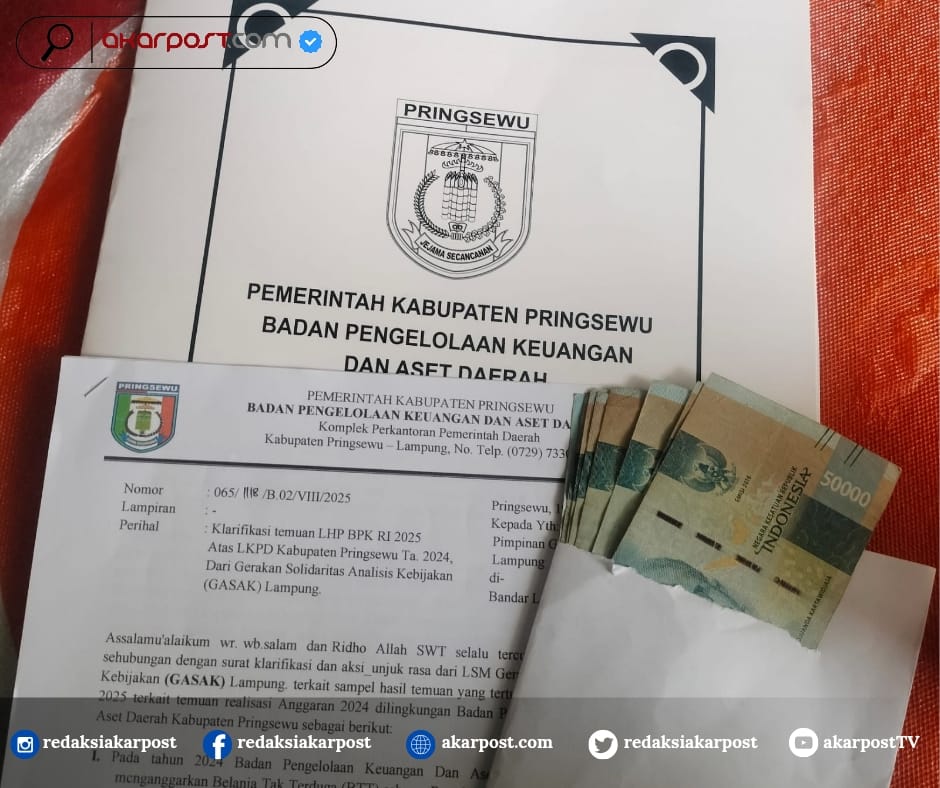 BPKAD Pringsewu Diduga Lakukan Upaya Penyogokan ke LSM GASAK 