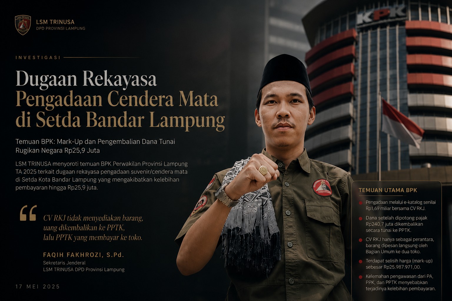 Dugaan Mark-Up dan Rekayasa Pengadaan Cendera Mata di Setda Bandar Lampung
