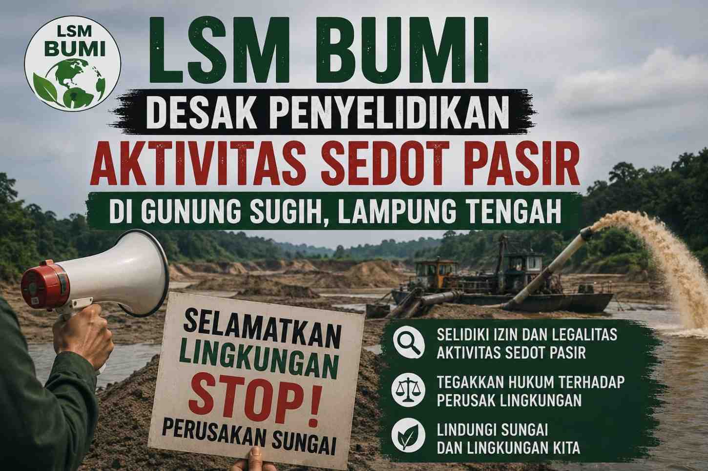 Tambang Pasir di Gunung Sugih Dikeluhkan Warga