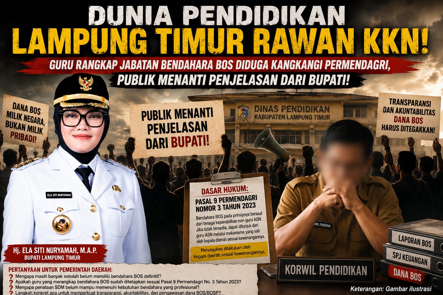 Dugaan Rangkap Jabatan Bendahara BOS di Lampung Timur Disorot